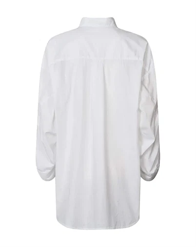 Rabens Saloner - Susan Poplin Twist Cuff Skjorte - White 